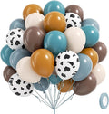 60pcs Cowboy Balloons, Brown Slate Blue Dusty Blue Sand White Latex Western Balloons for Farm Cowboy Western Baby Shower Birthday Party Decorations