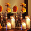 PHOSPHOR 24 Pcs Hurricane Candle Holders for Pillar Candle 6'', 8'', 10'' Tall Glass Cylinder Centerpieces Vases Floral