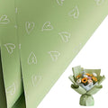LeZakaa 20 Sheets Valentine Flower Wrapping Paper, Sage Green with White Heart Pattern Waterproof Floral Bouquet Paper, for Valentines, Mothers Day, Party, Romantic Birthday, Wedding, Anniversary