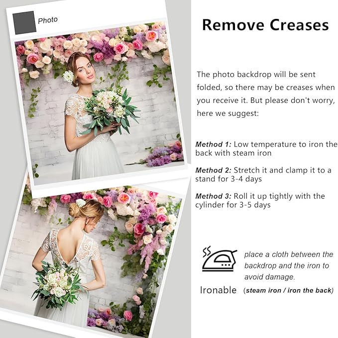 YongFoto Retro White Brick Wall Floral Arch Backdrop 20x10ft Rose Flowers Vine Leaves Photography Background Birthday Bridal Shower Wedding Party Banner Room Decor Portraits Photoshoot Wallpaper