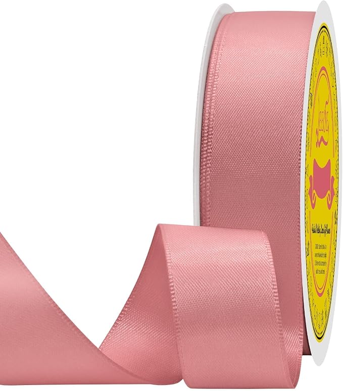 Double Face Dusty Pink Satin Ribbon 7/8 inch X 25 Yards Polyester Dusty Pink Ribbon for Gift Wrapping Very Suitable for Weddings Party Hair Bow Invitation Decorations and More