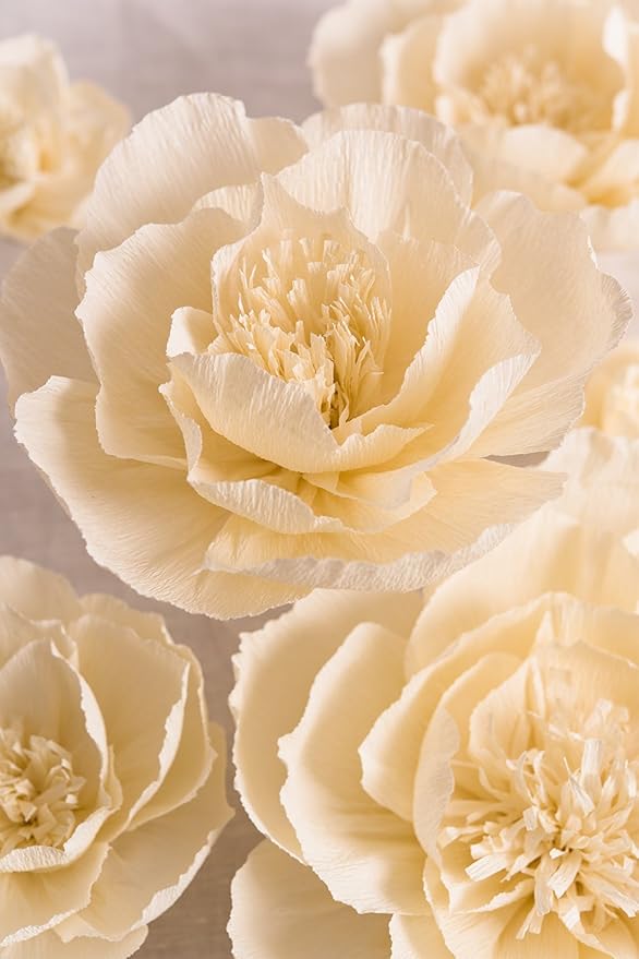 Crepe Paper Flowers Decoration for Wall, Artificial Flowers for Wedding Decor,Flower Backdrop Decor,Baby Shower,Birthday Party,Photo Backdrop,Archway Decor, Nursery Wall Decor (Red&Beige;Set/6)