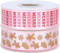 Gingerbread Ribbon 7/8 Inch 20 Yards Pink Merry Christmas Candy Cane Craft Ribbon for Gift Wrapping Wreath Bow DIY Crafts Supplies