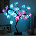 Rose Flower Tree Lamp - LED Rose Tree Table Lamp USB/Battery Powered Artificial Bonsai Flower Night Light for Bedroom Living Room Party Wedding Valentines Mothers Day Decor (White)