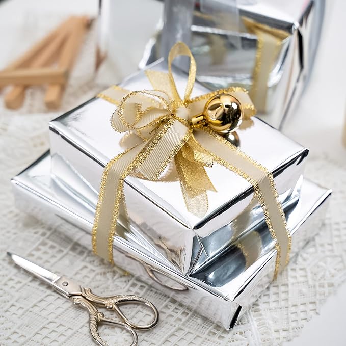 RUSPEPA Silver Metallic Wrapping Paper - Solid Color Paper Perfect for Wedding, Birthday, Christmas, Baby Shower - 17 Inches X 32.8 Feet