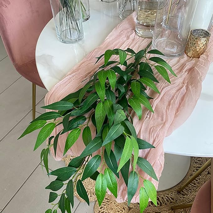 6PCS Faux Italian Ruscus Greenery Stems 30" Artificial Silk Greenery Leaves for DIY Home Indoor Decor