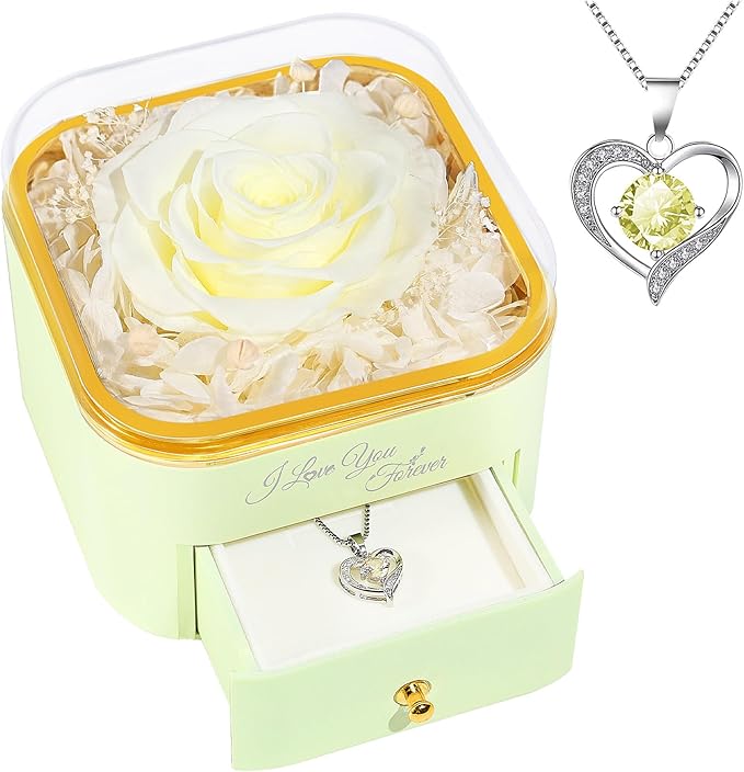 Beferr Preserved Rose with Necklace for Mom Birthday Gifts Eternal Roses Fresh Flowers for Delivery Prime Christmas Day Gifts for Her Mother Grandma Wife Sister Daughter Girl Friends