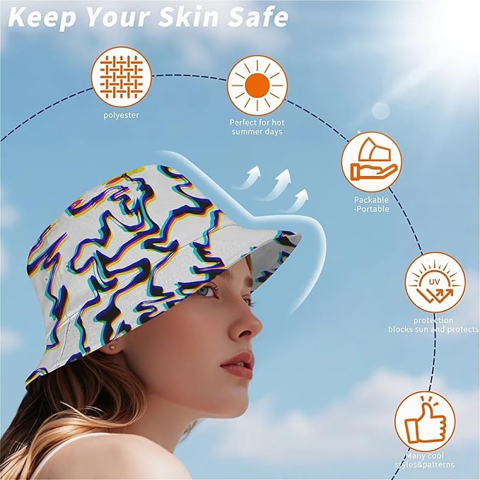 Wildflowers Floral Bucket Hat for Men Women, Summer Vacation Outdoor Travel Reversible Double Side Beach Caps Fisherman Hat
