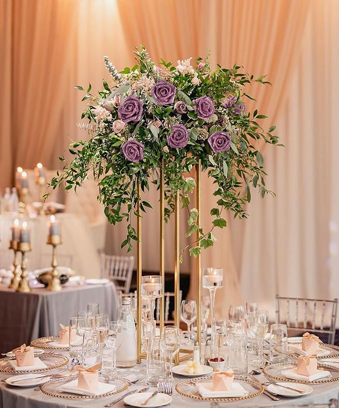Artificial Flowers Glitter Rose 30 PCS Glitter Flowers Foam Roses with STEM Faux Flowers for DIY Wedding Bridal Bouquet Party Centerpieces Decor(Rose Gold)