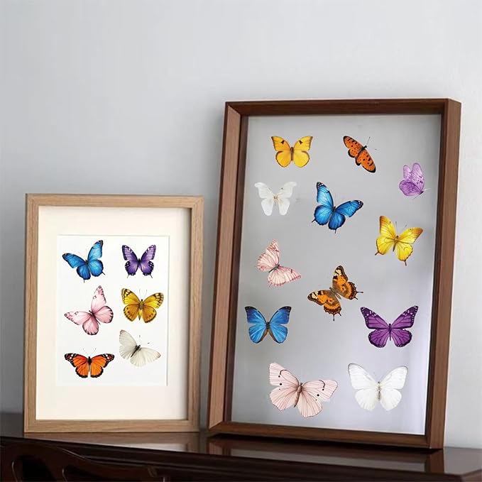 600Pcs Butterfly Stickers,Self-Adhesive PVC Vintage Butterfly Stickers for Scrapbook, Laptop, Journal, DIY Project, Window, Envelope Spring Themed Party Decors