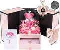 Gifts for Mom Grandma Christmas Birthday Preserved Flowers Roses with Heart Necklace Fresh Flowers for delivery Prime Eternal Forever Flower Box Xmas Gifts for Women Mother Her Wife from Daughter
