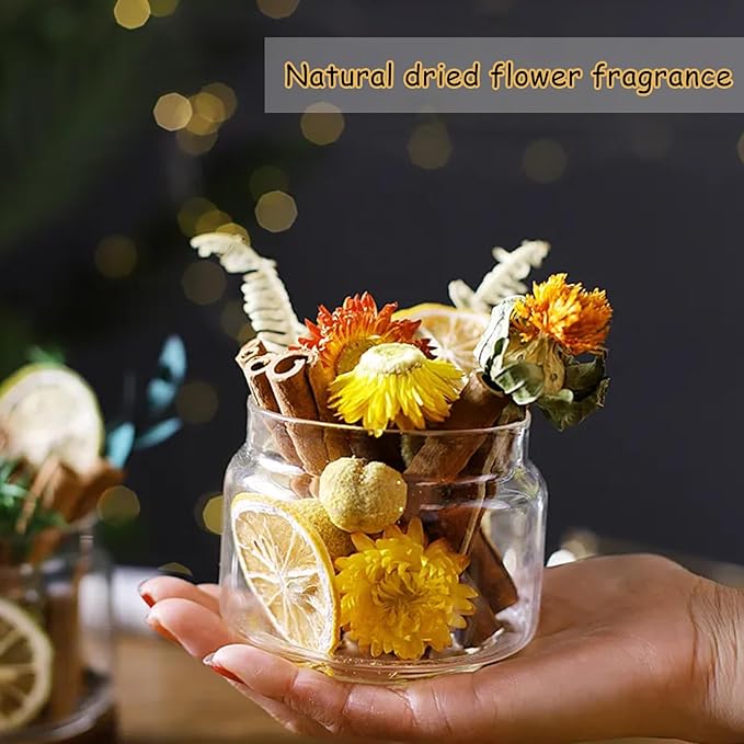 DIY Dried Flower Aromatherapy Kit with Natural Plant Essential Oils, Naturally Dried Flowers and Herbs Ornaments for DIY Flower Craft, Vintage Holiday Decor, Christmas (#A)