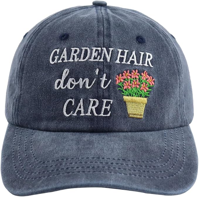 OASCUVER Garden Hair Don’t Care Hats for Women Mom, Adjustable Wash Cotton Embroidered Gardening Baseball Cap