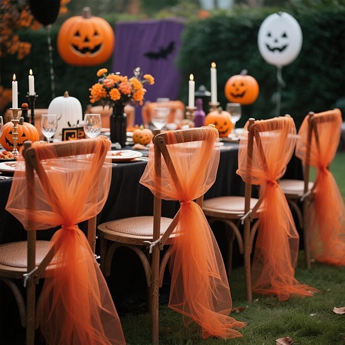 Orange Tulle Mesh Ribbon 6 Inch x 100 Yards(300ft) Netting Spool Fabric Ribbon Ideal for Tutu Skirt Art Gift Wrapping Flower Bouquet Crafts Weddings Floral Arrangements