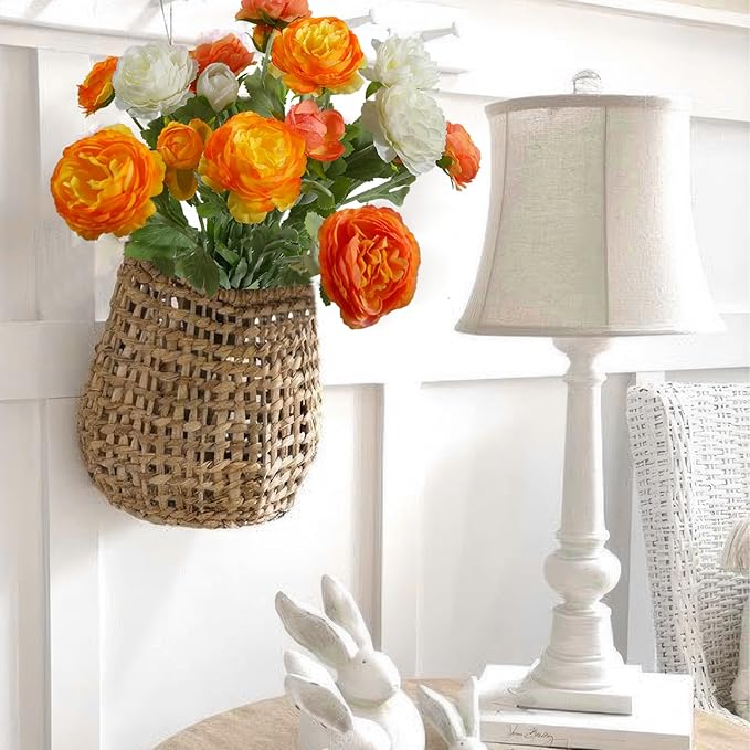 6 Pcs Artificial Flowers Silk Peony Rose Single Stem Artificial Flowers Orange Faux Peony Bouquet Floral Arrangement Bundle Fake Flowers Bulk for Table Centerpiece Wedding Farmhouse Home