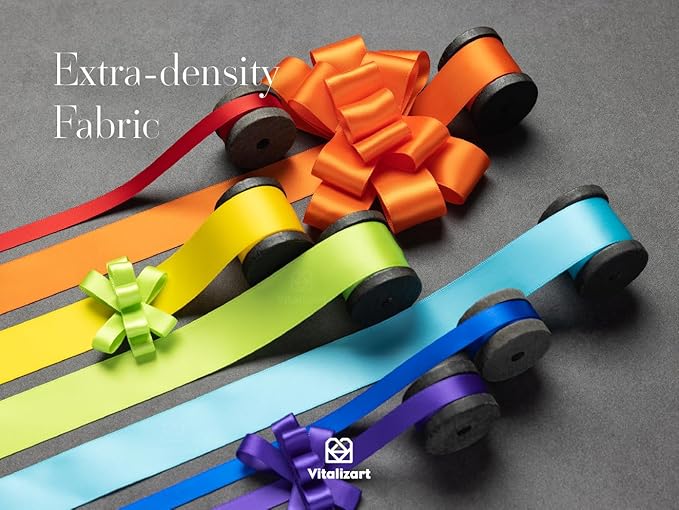 Vitalizart Satin 3/8 Inch Rainbow Ribbon for Gift Wrapping Crafts Assorted Fabric Silk Ribbon for Hair Flower Bouquet Wedding Balloon 30 Yards