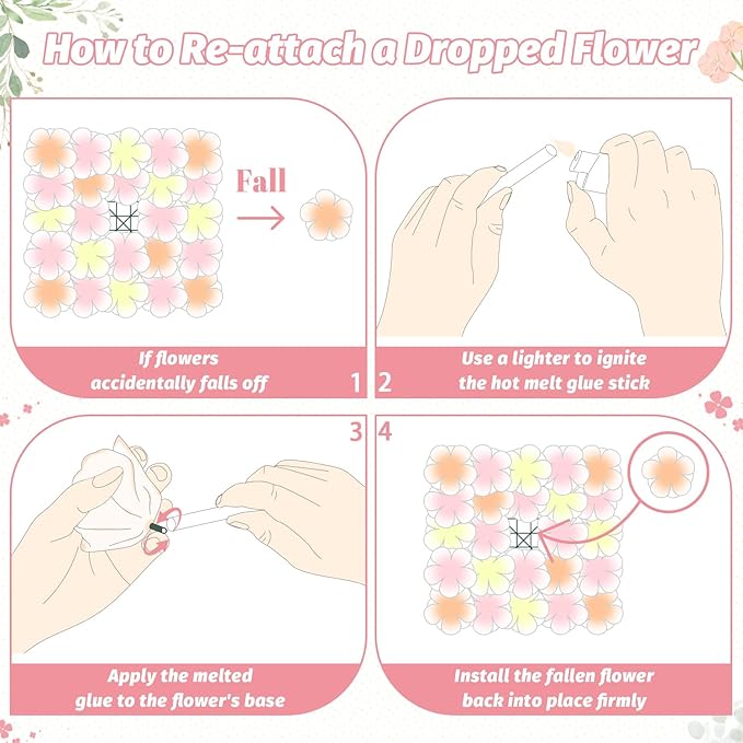 FOTSHARER Pink Artificial Flower Wall 15''x15'' Floral Wall Panels 12 PCS Wedding Flower Panels for Backdrop Floral Wall Set for Parties