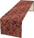 Red Damask Table Runner,Gothic Antique Victorian Floral Boho Table Runner for Home Kitchen Table Dining Garden Farmhouse Wedding Party Decor 13x120 Inch