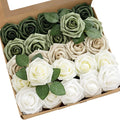 Ling's moment Artificial Flowers, 50Pcs 3" Roses in Sage Shades, Realistic DIY Foam Floral Decor for Wedding Bouquets/Centerpieces, Outdoor Party Backdrops, Room/Table, and Garden/Pot Decorations