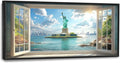 Statue of Liberty Large Wall Art Window Pictures Wall Decor Landmark Canvas Landscape Print Painting Modern Artwork Home Decoration for Living Room Bathroom Bedroom Office Framed 60"x30"
