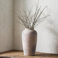 Large Rustic Ceramic Vase, 11 Inch Farmhouse Decorative Vases for Home Decor, Vintage Tall Flower Vase for Dining Table Centerpiece Living Room Kitchen Fireplace Mantle Bookshelf, Wabi Sabi Decoration