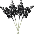 DearHouse 14 Pack Christmas Glitter Berries Stems, 7.8Inch Artificial Christmas Picks for Christmas Tree Ornaments, DIY Xmas Wreath, Crafts, Holiday and Home Decor (Black)