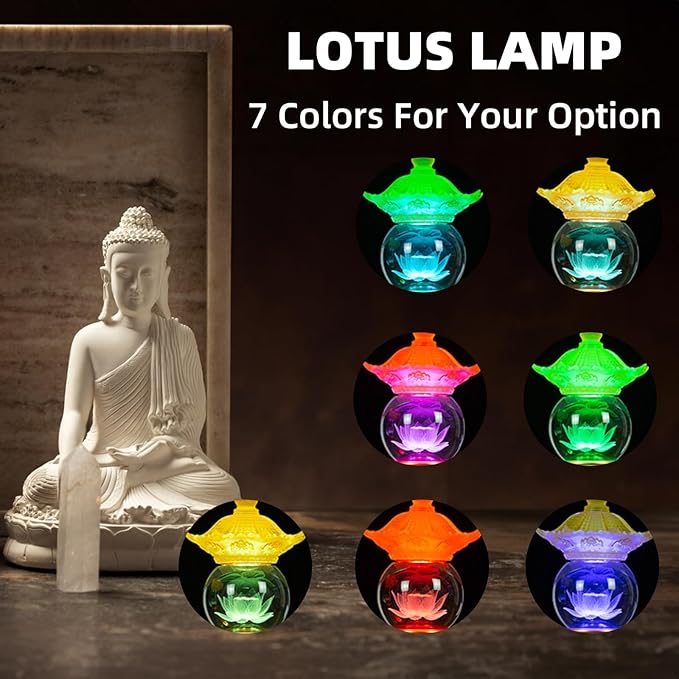 Lotus Lamp for Meditation & Relaxation, LED Color Changing Buddha Light with Touch Control, Adjustable Brightness Mood Light for Yoga, Home Decor, Gift (11 inch)