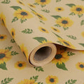 Aimyoo Sunflower Kraft Wrapping Paper Roll - Mini Roll - 17 in x 16.4 ft - All Occasion Floral Gift Wrap Paper for Wedding Bridal Shower Birthday