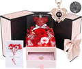 Gifts for Mom Grandma Christmas Birthday Preserved Flowers Roses with Heart Necklace Fresh Flowers for delivery Prime Eternal Forever Flower Box Xmas Gifts for Women Mother Her Wife from Daughter