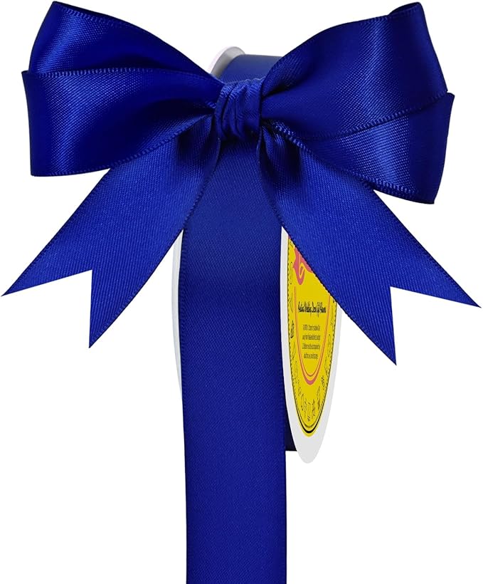 Double Face Cobalt Blue Satin Ribbon 7/8 inch X 25 Yards Polyester Cobalt Blue Ribbon for Gift Wrapping Very Suitable for Weddings Party Hair Bow Invitation Decorations and More