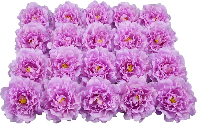 20pcs 5" Artificial Flower Peonies, Silk Peonies with 6" Stems, Flowers Suitable for Wedding Bouquets, Home Party Decoration (Light Purple)