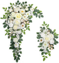 Wedding Arch Flowers,Artificial Flower Arch Decor,2pcs Artificial Flower Arrangement for Wedding Decor Reception Backdrop Floral Decorations (White)