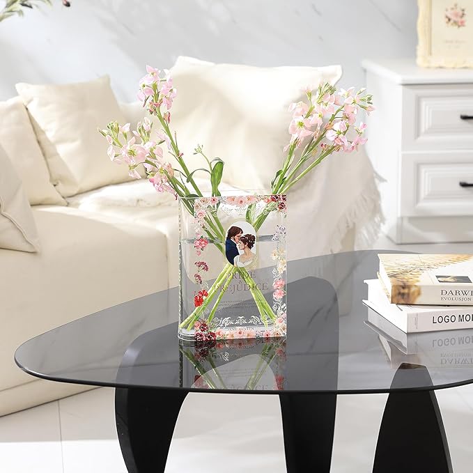 Acrylic Book Shaped Vase, Clear Book Flower Vase, Modern Decorative Vases for Home/Living Room/Bookshelf/Bedroom/Office Decor Aesthetic, Book Lovers Gifts(Pride)