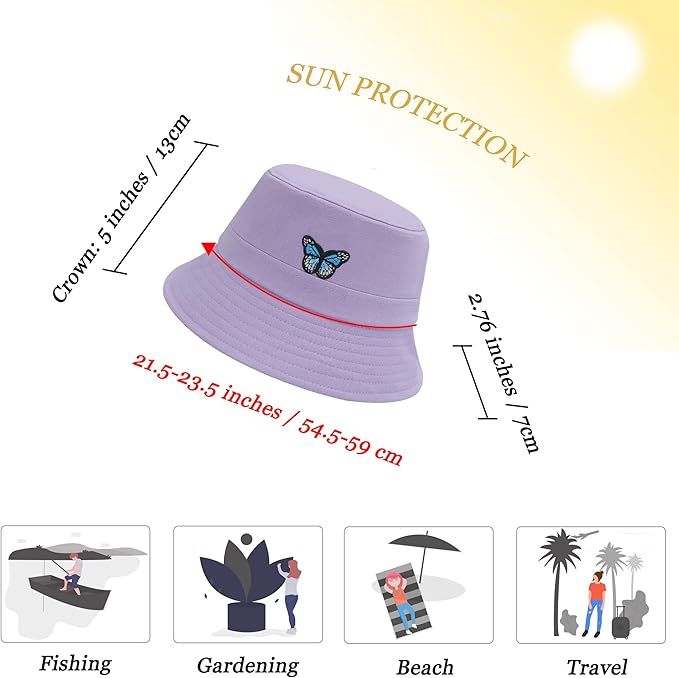 ZLYC Unisex Fashion Embroidered Bucket Hat Summer Fisherman Cap for Men Women