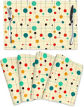Mid Century Modern Placemats Set of 4, Washable Yellow Retro Table Mats for Kitchen Dining Table Outdoor Holiday Party Home Decor, Heat Resistant Linen Place Mats 12"x18"