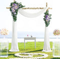 ponatia Purple Wedding Arch Flowers Kit (Pack of 3) with 26Ft White Arch Draping Fabric, Wedding Flowers Garlands Floral Arrangement Swag for Ceremony and Reception Wedding Decoration (Dusty Lilac)