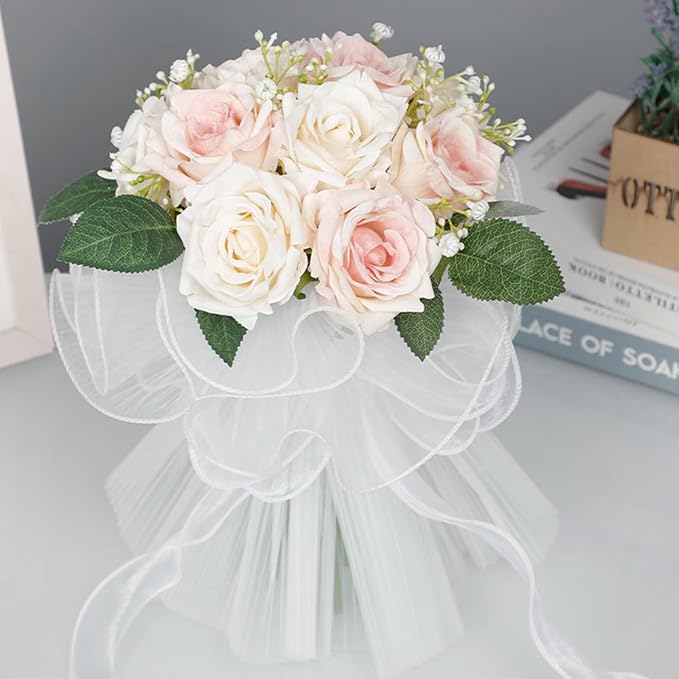 Ochine Bride & Bridesmaid Bouquets - Silk Hand Holding Flower Bouquet for Wedding, Bridesmaid, Valentines Day Decor