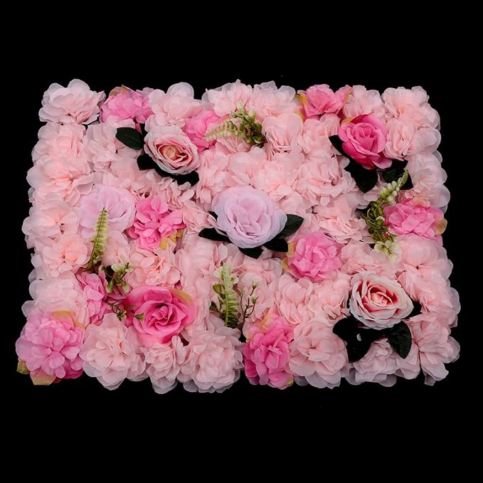 Gdrasuya10 12pcs Realistic Flower Wall Background Artificial Flowers Wall Backdrop Panel 3D Silk Rose Fake Flower Wall Panel Banquet Wedding Party Decor, Photography Background 60 x 40 cm