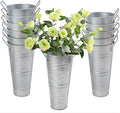 12 PCS 9 Inch Metal Flower Vase for Cut Flowers, Galvanized Metal Floral Buckets, Vintage Style Galvanized Flower Bucket for Home Décor & Wedding Centerpiece (Silver)