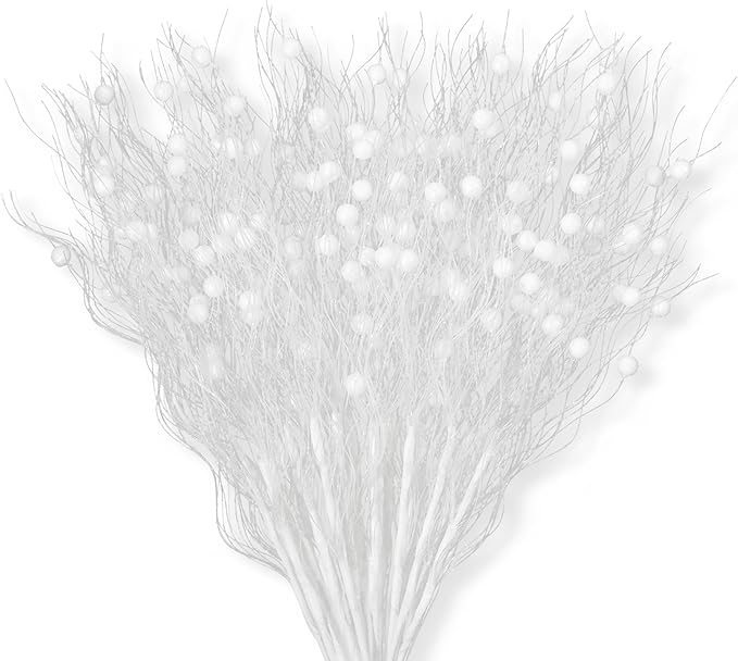 KI Store White Christmas Tree Picks Sprays Set of 20 Glittered Twigs Decor for Christmas Tree Decoration Wreath Garland Floral Arrangement