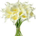 Mandy's PU Cream Calla Lily Artificial Flowers 20 Stems 13.5in Faux Realistic Centerpiece for Thanksgiving and Christmas Decorations DIY Bridal Bouquet Home Décor