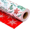 Yarcony Christmas Wrapping Paper, Holly Wrapping Paper, Vintage Watercolor Poinsettia, Floral Botanical & Winter Green Pattern Neutral Christmas Gift Wrap for Holiday, Celebration (17 Inch x 33 Feet)