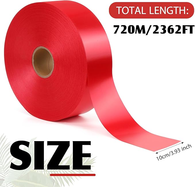 Syhood Outdoor Leaf Ribbon Floral Satin Ribbon for Crafts Aspidistra Waterproof Holiday Outdoor Decoration (4 Inch X 786 Yards,Red)