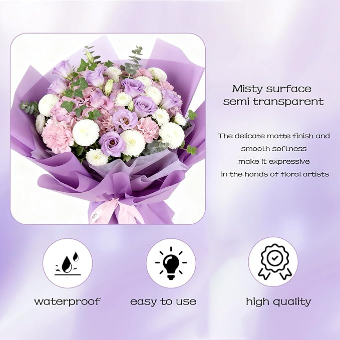 DNSGOOR 20 Sheets Flower Wrapping Paper, Waterproof Floral Bouquet Wrapping Paper, Korean Bouquet Paper Florist Supplies for Birthday, DIY Crafts, Gift Packaging, Wedding, Birthday Gift