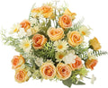 Artificial Silk Fake Flowers Bouquet Fake Roses Flowers Faux Flower Arrangement Wedding Bride Bouquets for Home Centerpieces Decor(Yellow)