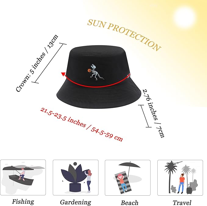 ZLYC Unisex Fashion Embroidered Bucket Hat Summer Fisherman Cap for Men Women