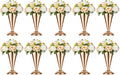 10 Pcs Tabletop Metal Wedding Flower Trumpet Vase, 9.8 inch Table Decorative Centerpiece Artificial Flower Arrangements for Anniversary Ceremony Party Birthday Event Aisle Home Decoration, Gold