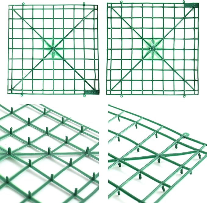 Artificial Flower Grid Panels,DIY Flowers Wall Frames,Flowers Wall Arches Backdrop,Plastic Fences Frames for Wedding Party Flower Grids,Artificial Flowers Plant Base,12Pieces,10x10 Inches