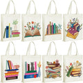 Sweetude 8 Pcs Christmas Book Lovers Club Gifts Bulk Canvas Tote Bags Bookish Librarian Reader Gift for Women Teacher Present(Book)