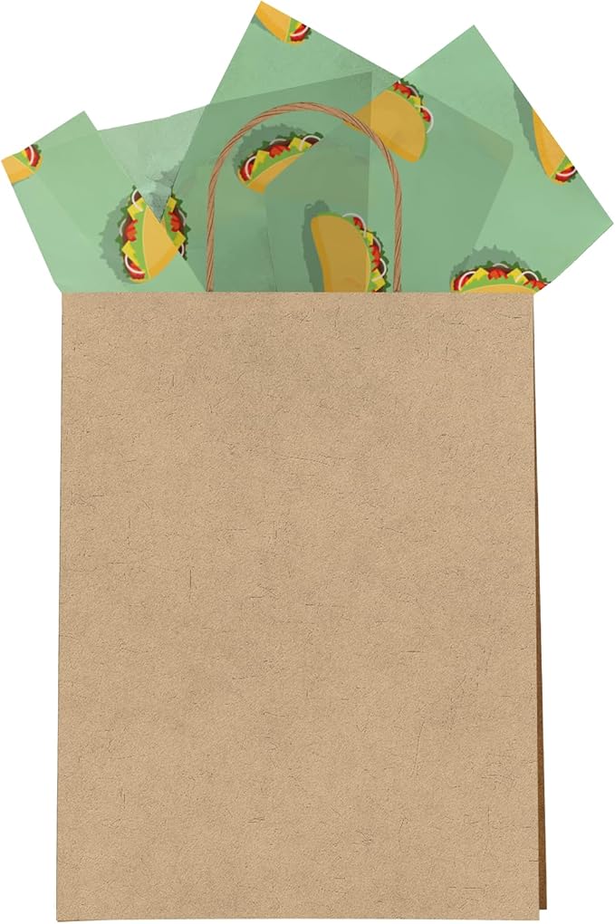 Pro Supply Global Taco Printed Tissue Paper for Gift Bags or Boxes and Wrapping - Food Designed Bulk Decorative Art Tissue Paper for Packaging and Gifting | 24 Sheets 20" x 30"